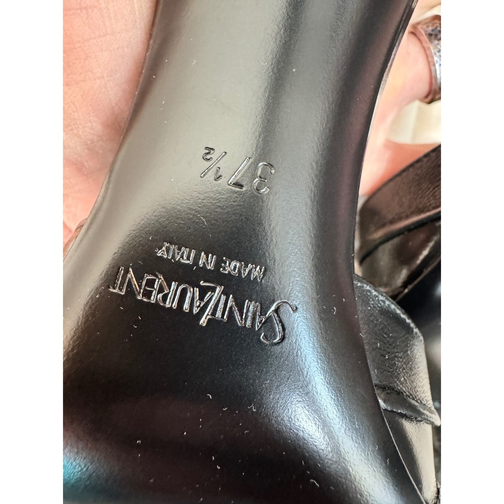 Saint Laurent Babylone 90 Nappa Sugar Leather YSL Logo Mules Black Nero 37.5 7.5 - Picture 12 of 13